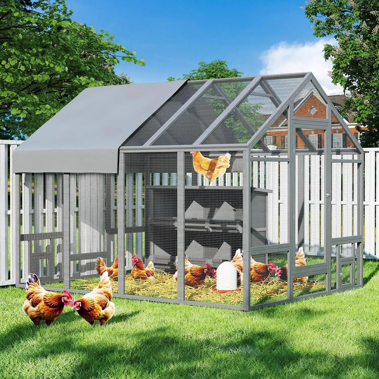 Wood Chicken Coop with Nesting Box, Wooden Chicken Coop with Run, Outdoor Walk-in Poultry Cage, Customized