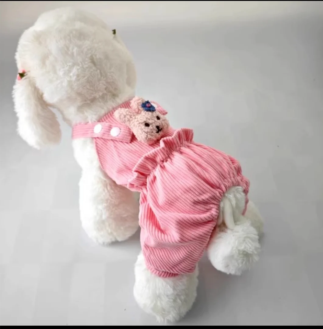 Cute Dog Jumpsuit Dog Clothes Pink Yellow Strap Jumpsuits Clothing for Chihuahua Pet Overalls Pajamas for Small Medium Dogs XXL