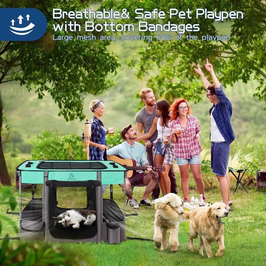 Dog Playpen,Pet Playpen,Foldable Dog Cat Playpens,Portable Exercise Kennel Tent Crate,WaterResistant Breathable Shade Cover, In