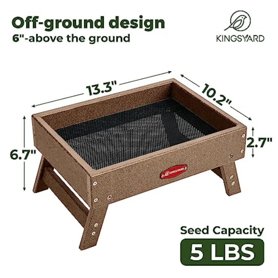 Double Suet Bird Feeder with Weatherproof Roof and Perch + Kingsyard Ground Bird Feeder for Outdoors