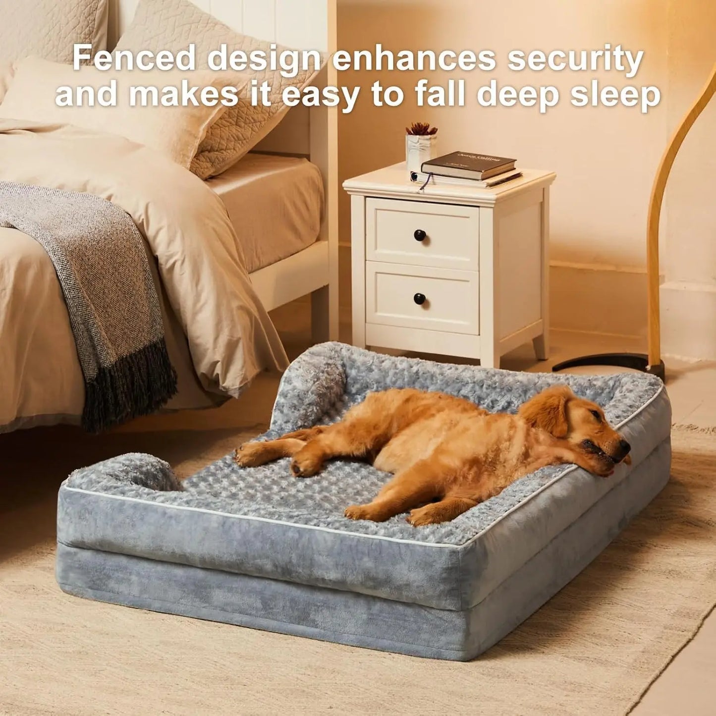 Washable Orthopedic Dog Sofa Bed with Waterproof Lining for Large Dogs, Non-Skid Bottom