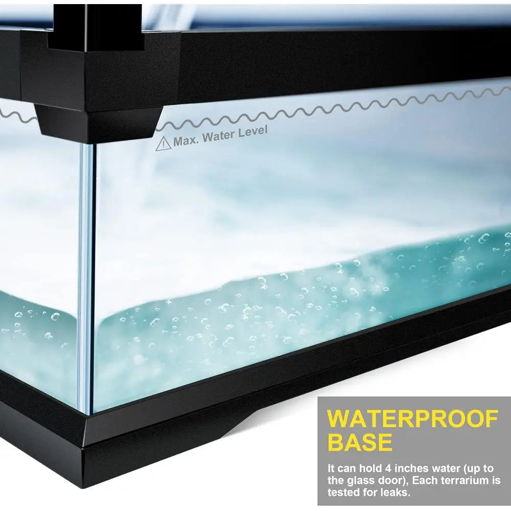 12x12x18 Glass Terrarium Tank, 10 Gallon, Heat-Resistant Frame, Dual Swing Doors for Reptile Habitat