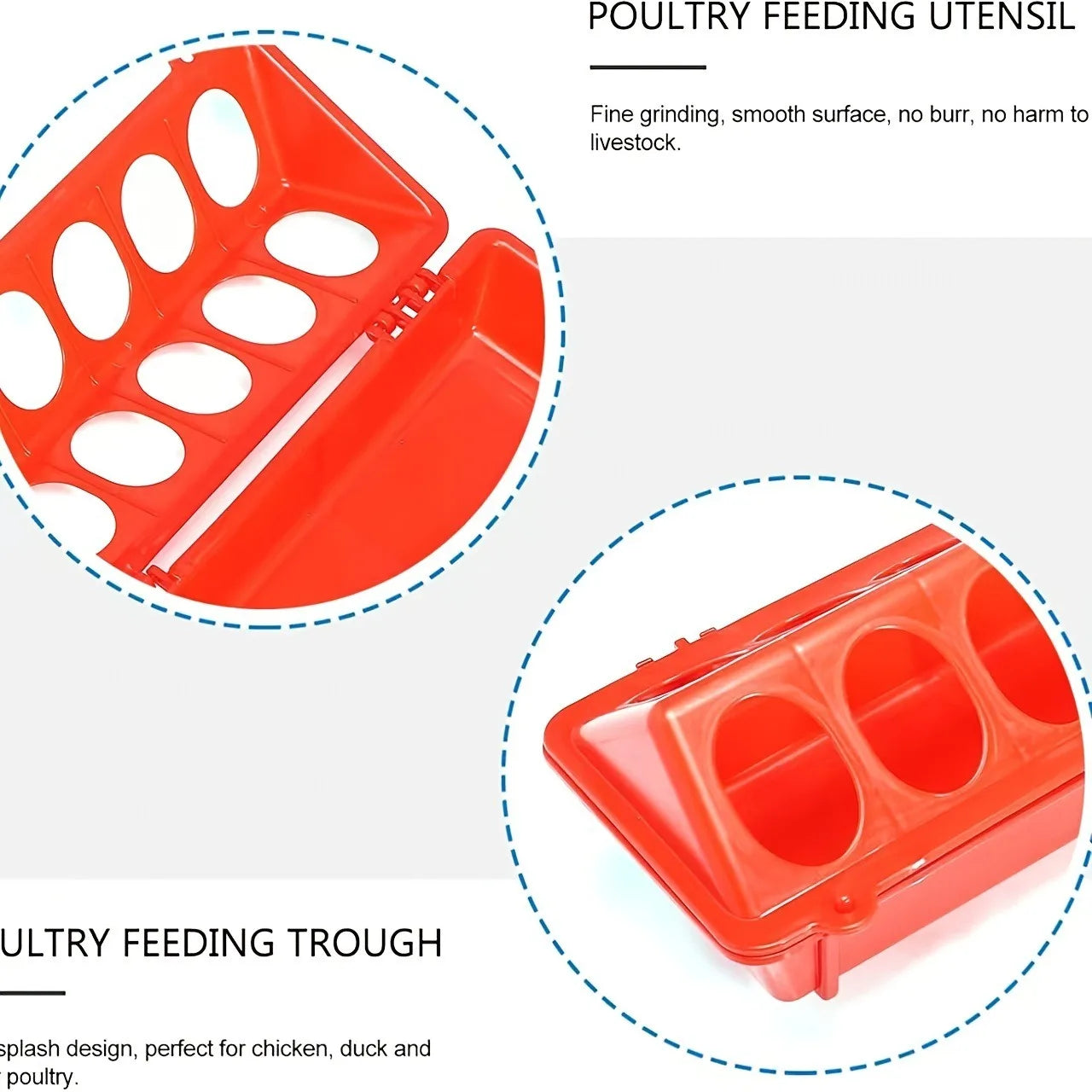 Multi-Hole Chick Brooder Feeding Trough, Anti-Waste Poultry Feeder for Chickens, Quails & Leghorns, Durable Farming Accessory