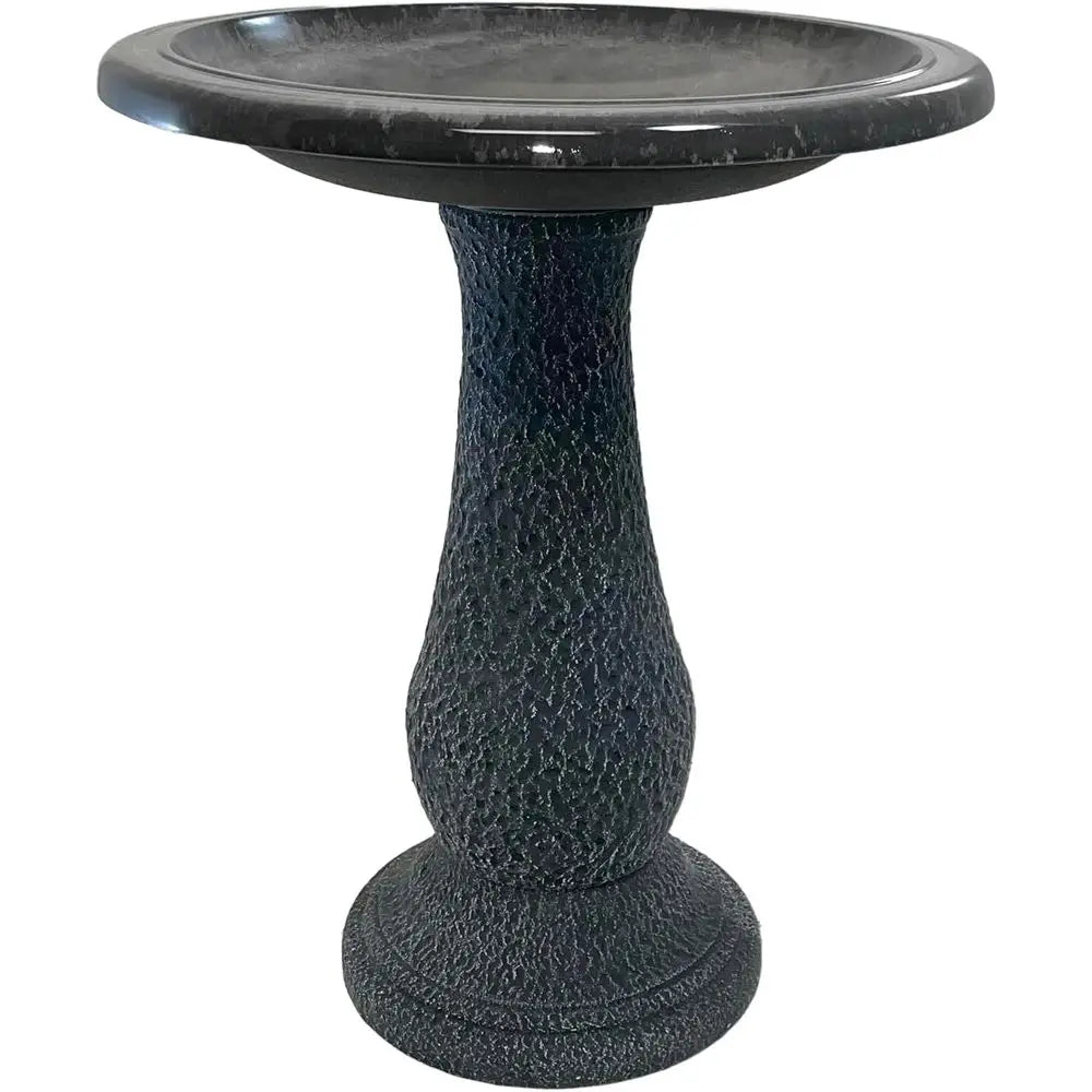 Tierra Garden Birdbath or Outdo- 24" Cool Gray iber Clay Bird Bath Bowl and Stand, Easy Assembly UV-Resistant Bird Baths or Outs