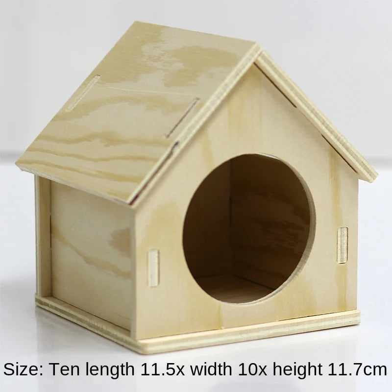 Hamster Toys Wooden Furniture Hamster Cages Wooden Running Wheels Villas Swings Wooden Nests Bite Resistant Small Houses