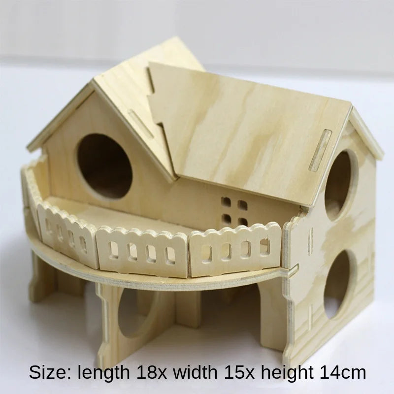 Hamster Toys Wooden Furniture Hamster Cages Wooden Running Wheels Villas Swings Wooden Nests Bite Resistant Small Houses
