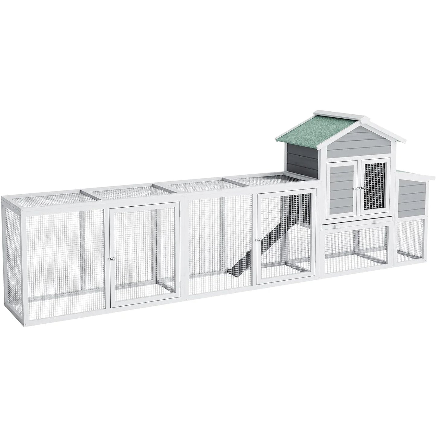 122'' Weatherproof Large Wooden Chicken Coop Outdoor Multi-Pet Hen House For 3-6 Chickens Ducks Rabbits Poultry Cage With Run