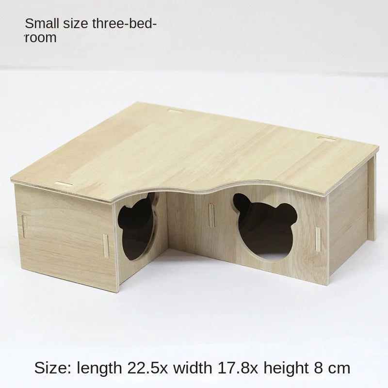Hamster Toys Wooden Furniture Hamster Cages Wooden Running Wheels Villas Swings Wooden Nests Bite Resistant Small Houses