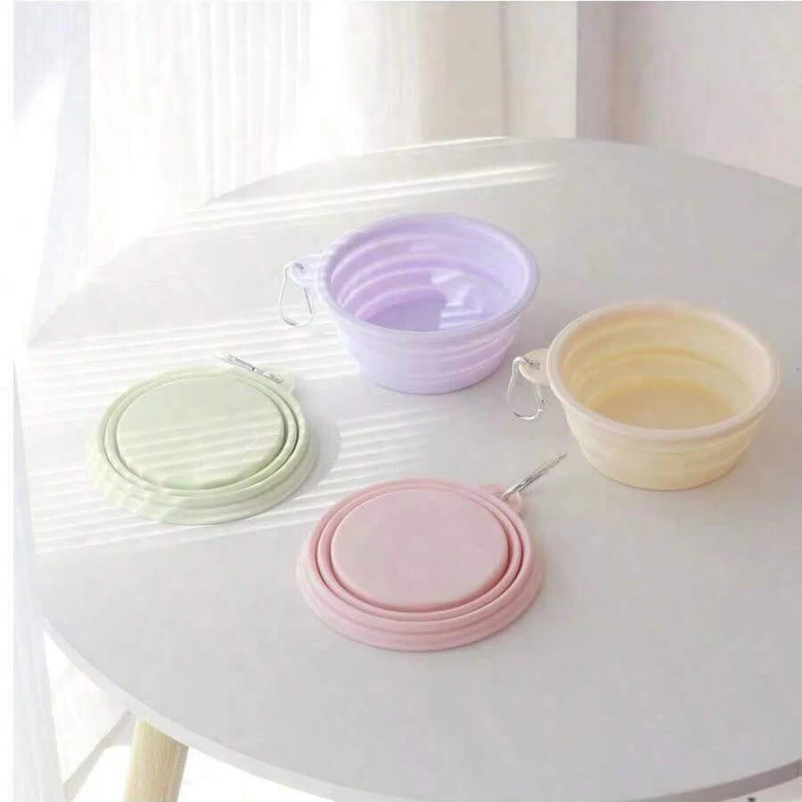 350ml Macaron Color Series Portable Folding Bowl for Pets, Dog Drinking Bowl, Cat Food Bowl, Travel Bowl with Carabiner dog food bowl bebedouro cachorro automático