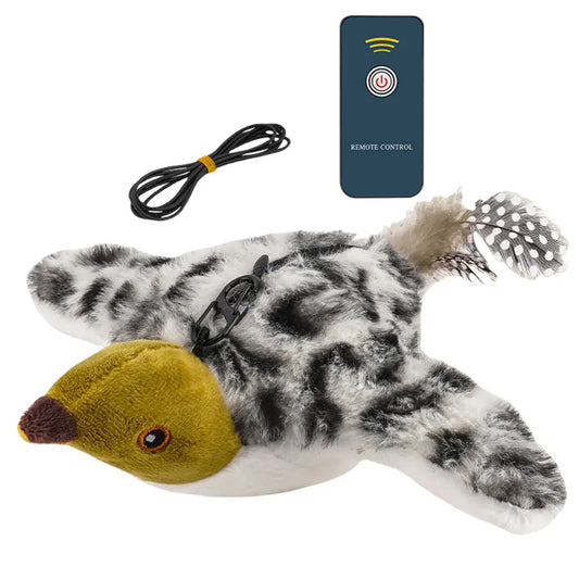 Flying Bird Cat Toy Flapping Wings Sparrow Toys Simulated Chirping Bird Cat Toy for Indoor Cats Kitten