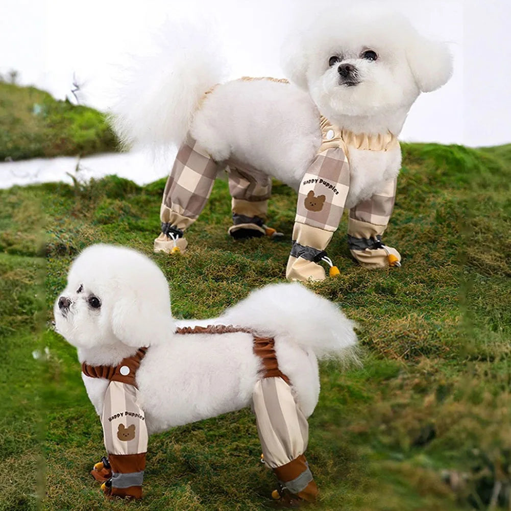 Anti-Slip Dog Paw Protector Shoes with Suspender Anti-Slip Stain Resistant Pets Dustproof Pants for Puppy Small Dogs