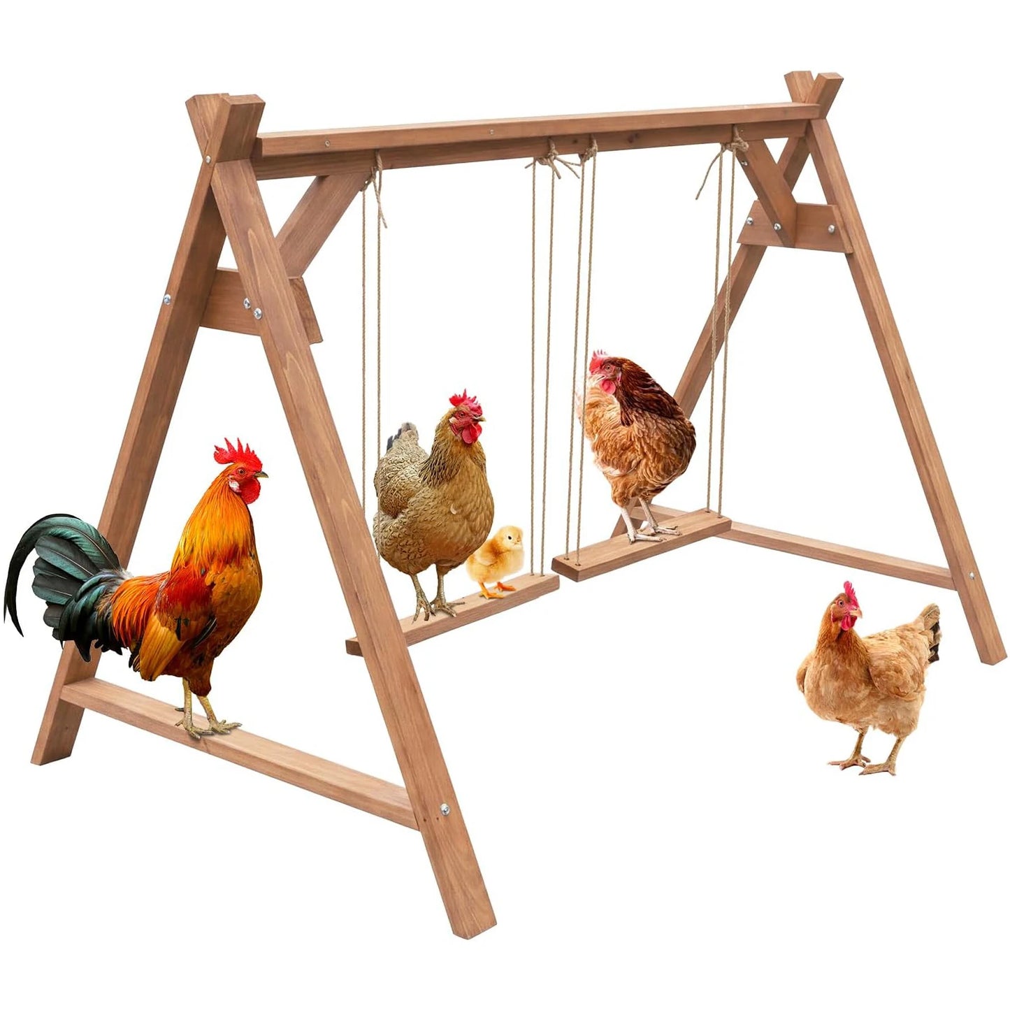 Wooden Chicken Roosting Ladder with Swing,Easy Assembly Sturdy Coop Accessory for Chickens Outdoor Promotes Healthy Exercise