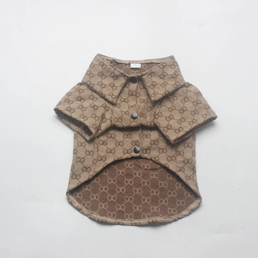 Designer Luxury Pet Shirt Men's Khaki Ribbon Sleeve T-shirt Cute Women's Pink Clothing Small Medium-Sized Dogs Clothes Hair Clip