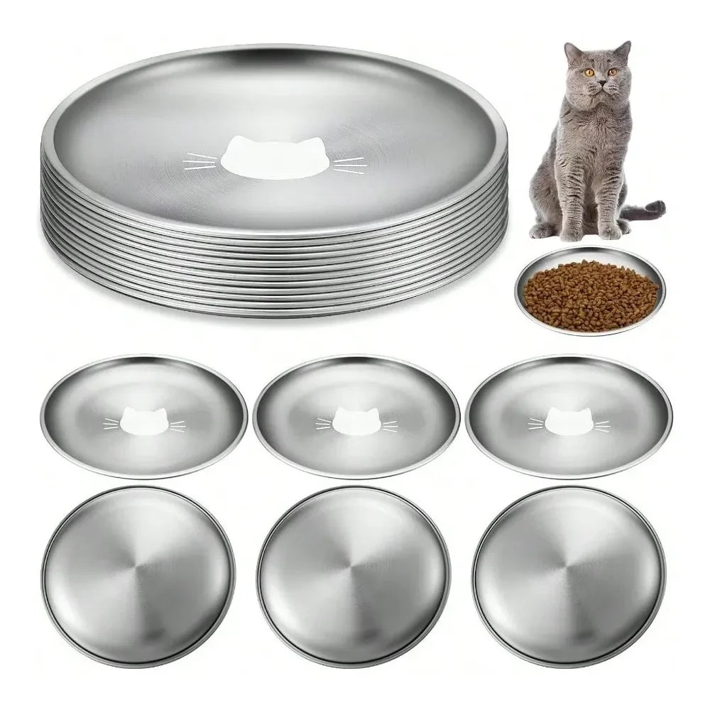 Dog Supplies Dogs Accessories Pieces Stainless Steel Whisker Friendly Bowl Shallow Food Dish 6. Inch Wet Feeding Bowls Flat Pet