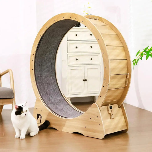 43 Inch Large Cat Exercise Wheel for Indoor Cats, Silent Treadmill, Non-Tip Design, Safe & Quiet Cat Running Wheel, Easy to Asse