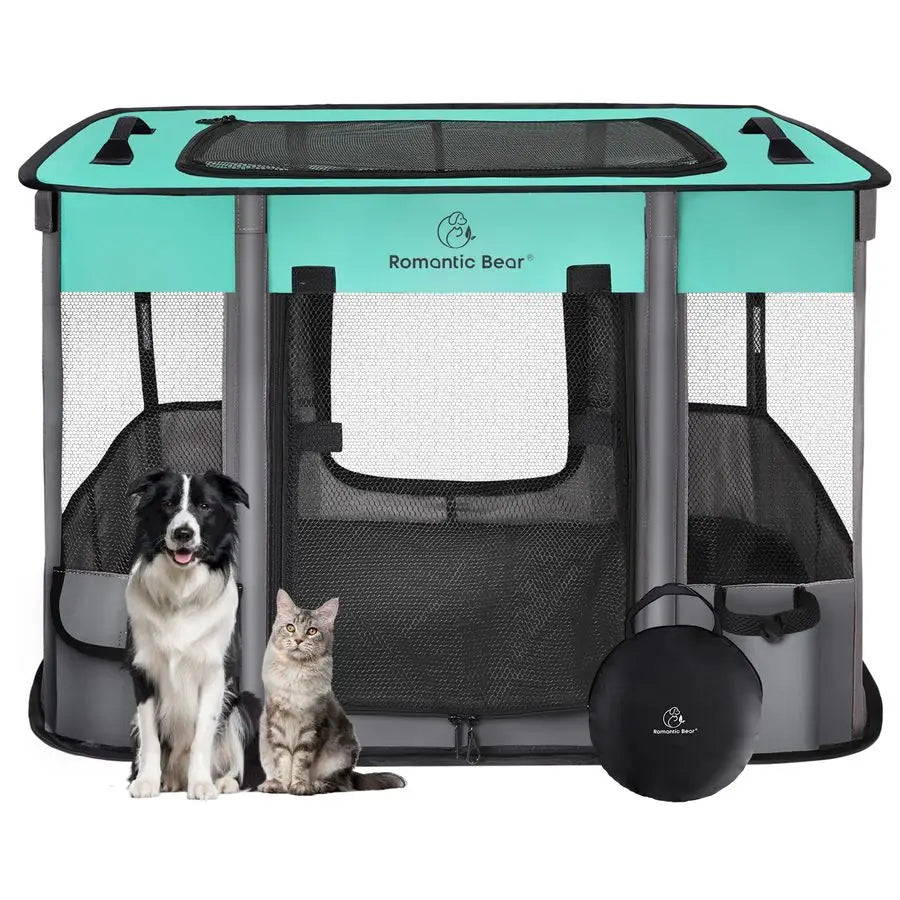 Dog Playpen,Pet Playpen,Foldable Dog Cat Playpens,Portable Exercise Kennel Tent Crate,WaterResistant Breathable Shade Cover, In