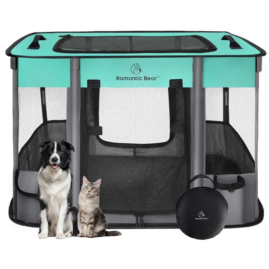 Dog Playpen,Pet Playpen,Foldable Dog Cat Playpens,Portable Exercise Kennel Tent Crate,WaterResistant Breathable Shade Cover, In