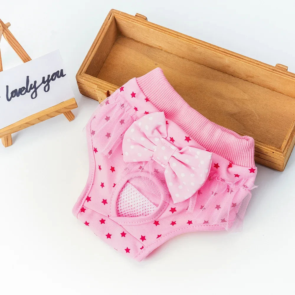 10PC/Lot Dog Physiological Pants Washable Cotton Female Dog Menstrual Panties Princess Bow Pet Underwear
