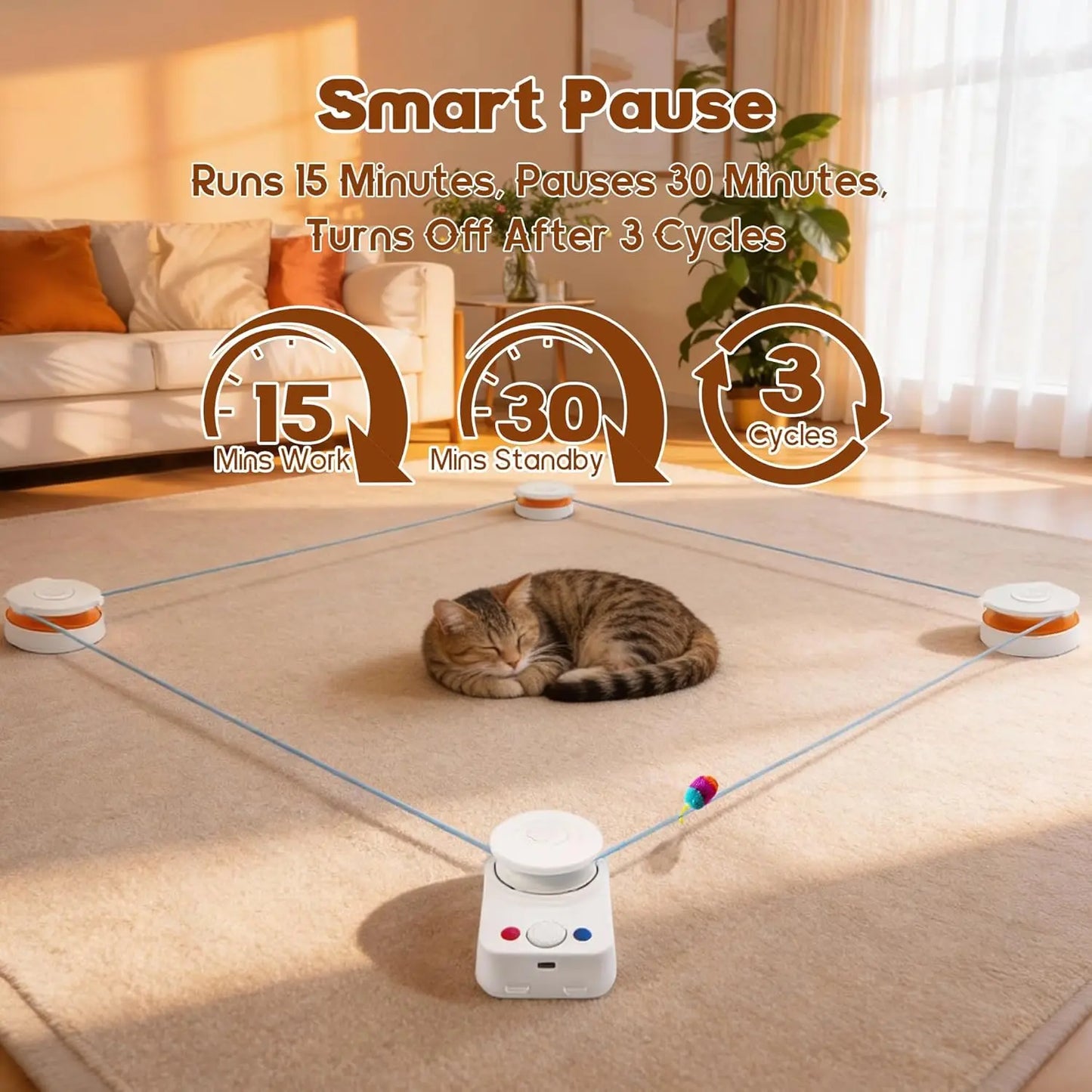 Interactive Cat Toy for Indoor Cats – Automatic Moving & Enrichment Toy for Indoor Cats/Kitten, Auto/Manual Control Cat