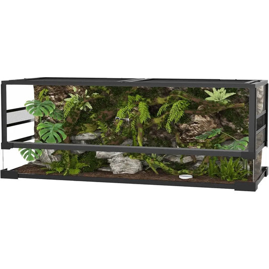 Reptile Tall Glass Terrarium 48 X 18 X 18 - Anti-Ese Design, Dual-Climate Water-Tight Base or Easy Maintenance, Enclosure with T