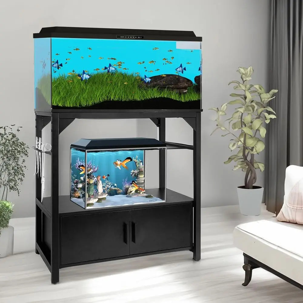 Aquarium Stand 20-29 Gallon, 29 Gallon ish Tank Stand with Aquarium Tools Organizer, 3 Tier Breeder Tank Stand with Storage Cabi