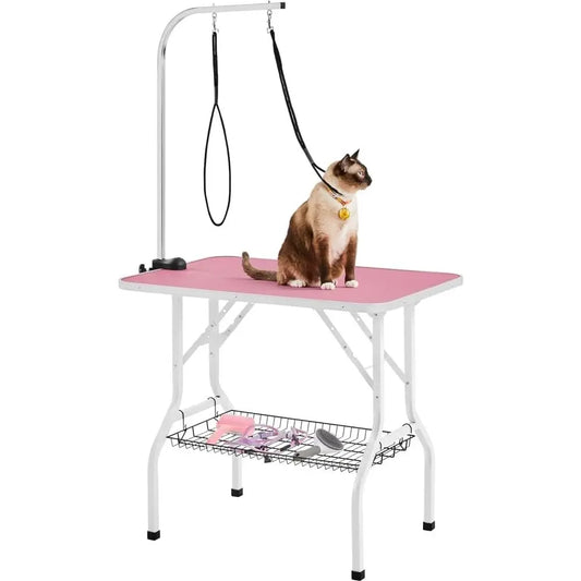 mart oldable Portable Pet Grooming Table - 36in Proional Dog Cat Trimming Table w/Adjustable Arm & 2 Nooses, Maximum acity Up to
