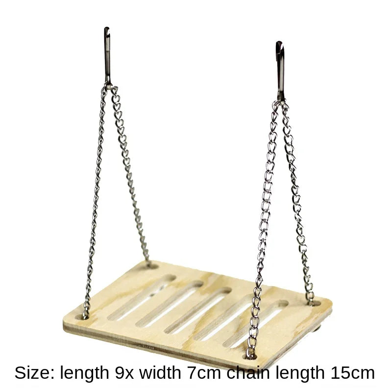 Hamster Toys Wooden Furniture Hamster Cages Wooden Running Wheels Villas Swings Wooden Nests Bite Resistant Small Houses
