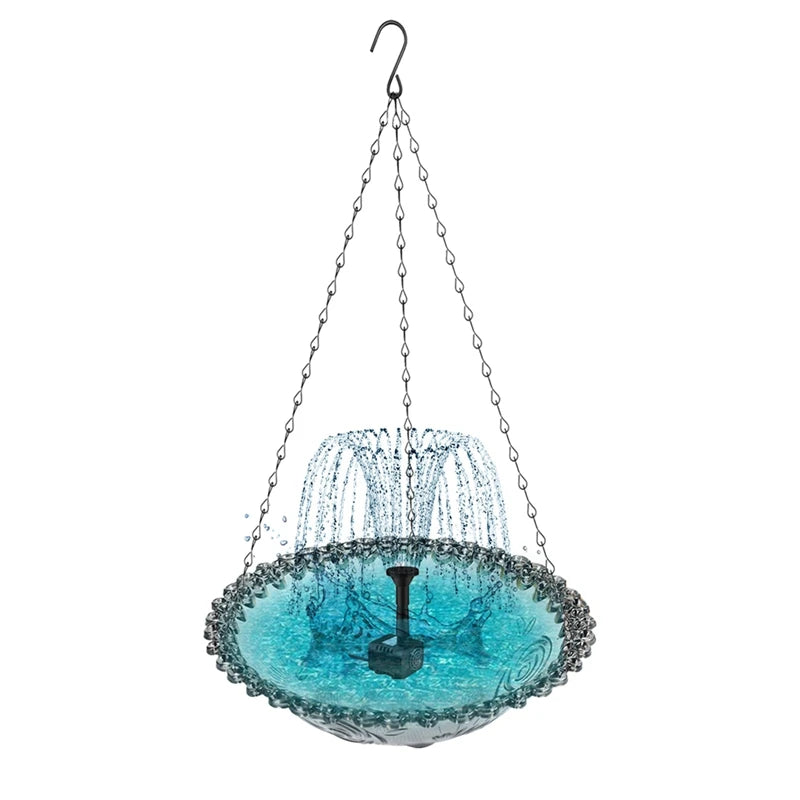 Pet Bird Outdoor Solar Fountain‌ - Floating Hanging Bird Bath with Blue Design Solar-Powered & Eco-Friendly