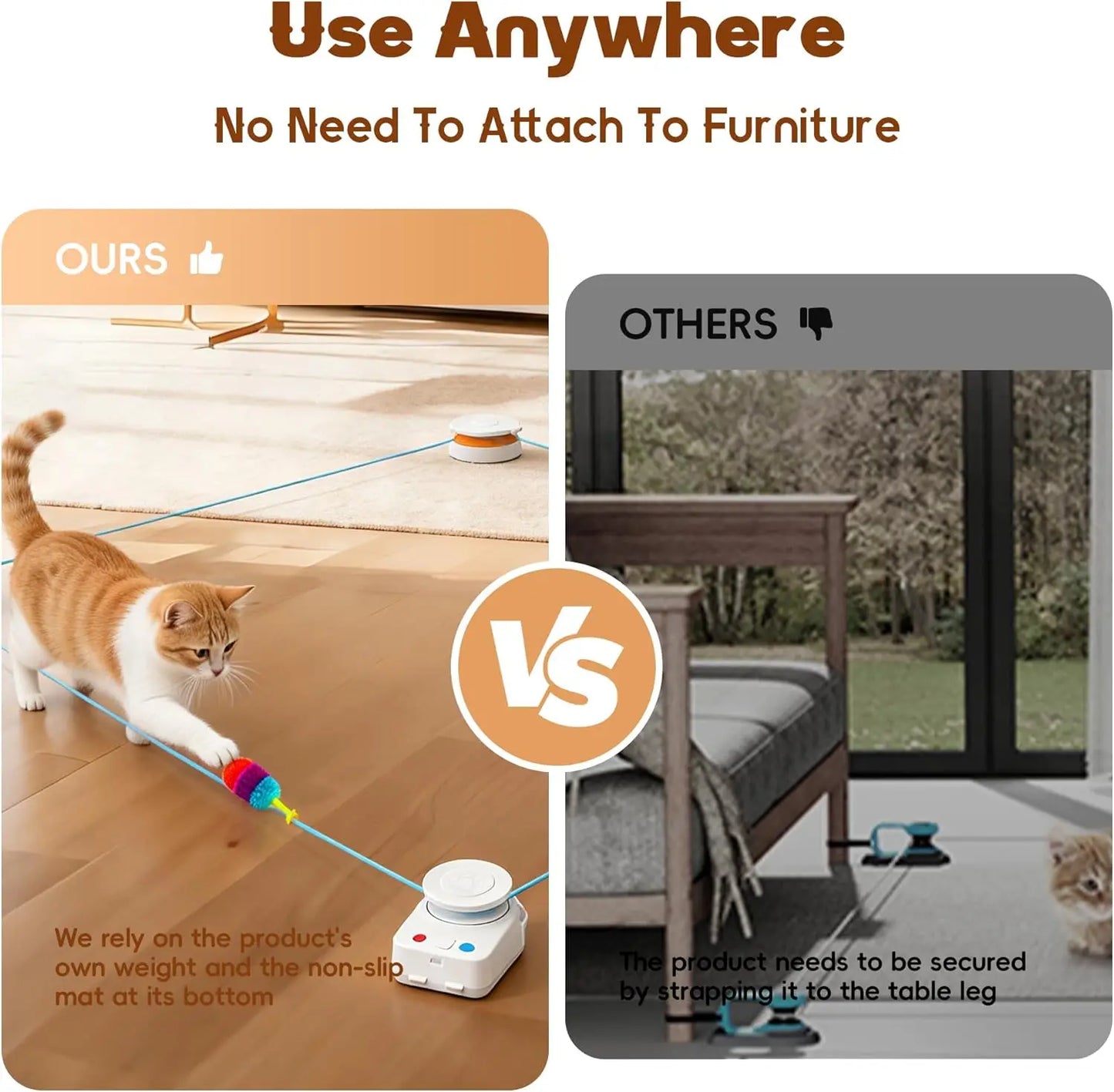 Interactive Cat Toy for Indoor Cats – Automatic Moving & Enrichment Toy for Indoor Cats/Kitten, Auto/Manual Control Cat