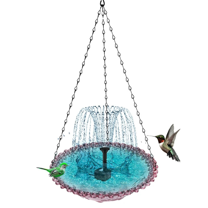 Pet Bird Outdoor Solar Fountain‌ - Floating Hanging Bird Bath with Blue Design Solar-Powered & Eco-Friendly