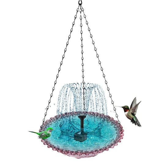 Pet Bird Outdoor Solar Fountain‌ - Floating Hanging Bird Bath with Blue Design Solar-Powered & Eco-Friendly