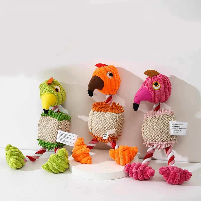 Plush Flamingo Pet Squeaky Toys for Small Dogs Clean Teeth Puppy Dog Chew Toy Squeak Pets Accessories Dog Supplies Octopus Chick