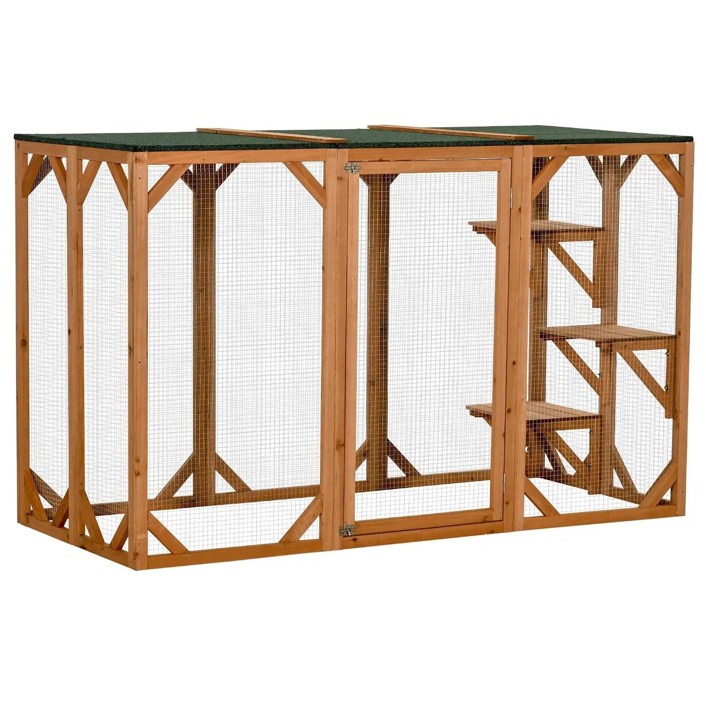 Outdoor Cat House, Catio Wooden Feral Cat Shelter, Cat Cage with Platforms, Large Enter Door, Weather Protection, Custom