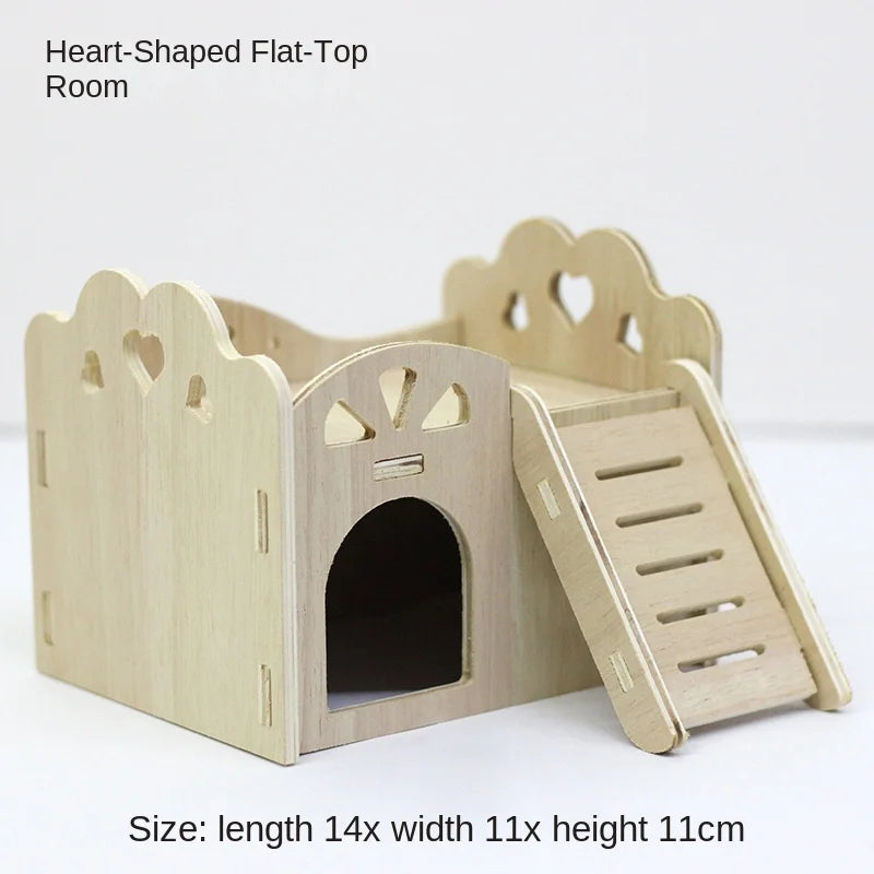 Hamster Toys Wooden Furniture Hamster Cages Wooden Running Wheels Villas Swings Wooden Nests Bite Resistant Small Houses
