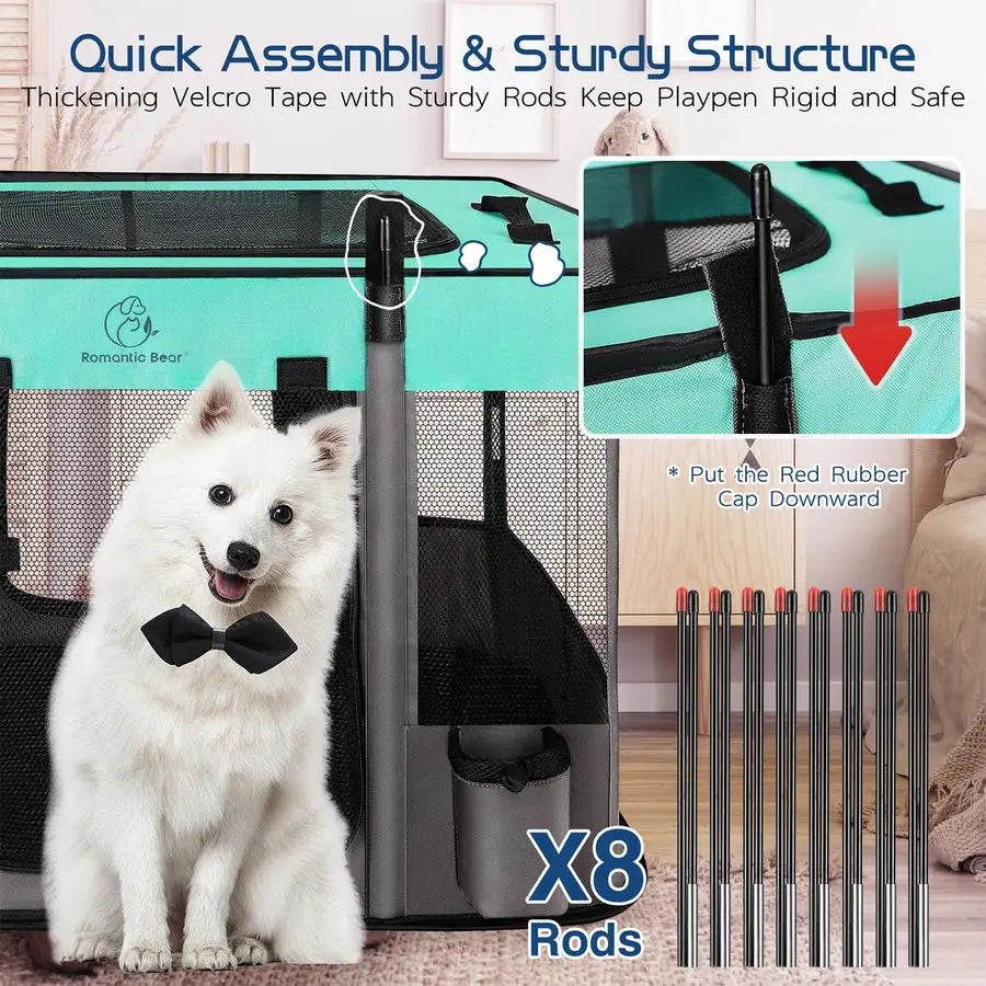 Dog Playpen,Pet Playpen,Foldable Dog Cat Playpens,Portable Exercise Kennel Tent Crate,WaterResistant Breathable Shade Cover, In