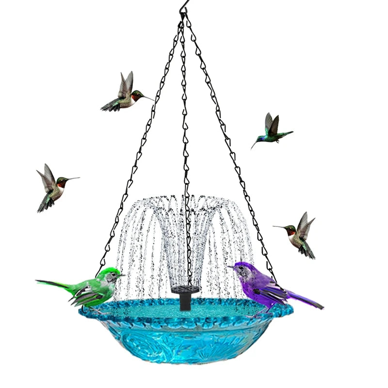 Pet Bird Outdoor Solar Fountain‌ - Floating Hanging Bird Bath with Blue Design Solar-Powered & Eco-Friendly