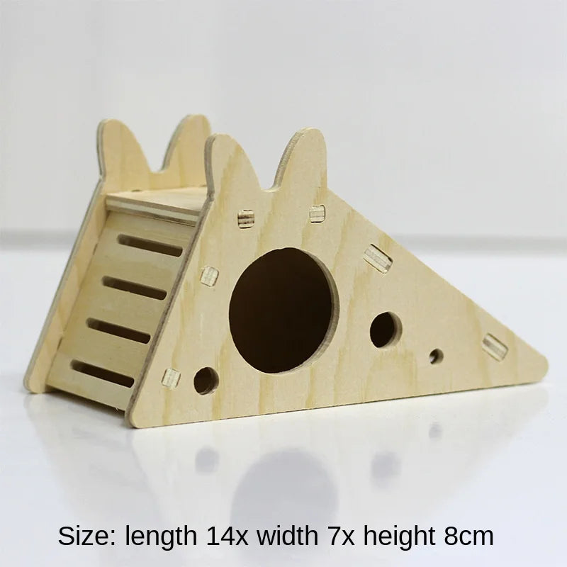 Hamster Toys Wooden Furniture Hamster Cages Wooden Running Wheels Villas Swings Wooden Nests Bite Resistant Small Houses