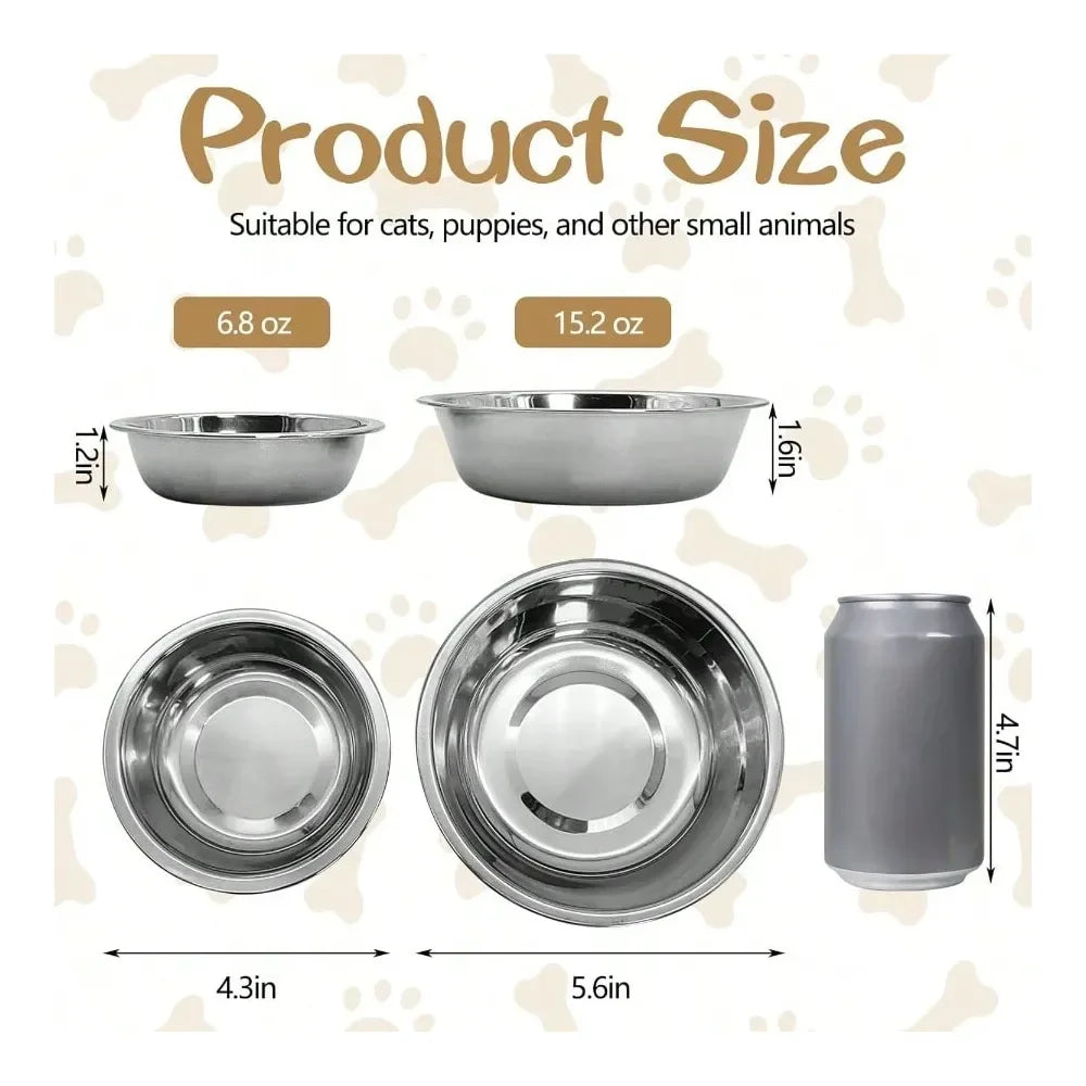Dog Supplies Dogs Accessories PCS Stainless Steel Dog Bowls Replacement Metal Pet Puppy Food Water Bowl Set Suit For Indoor Trav