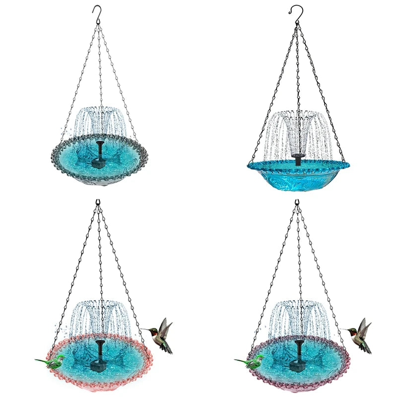Pet Bird Outdoor Solar Fountain‌ - Floating Hanging Bird Bath with Blue Design Solar-Powered & Eco-Friendly