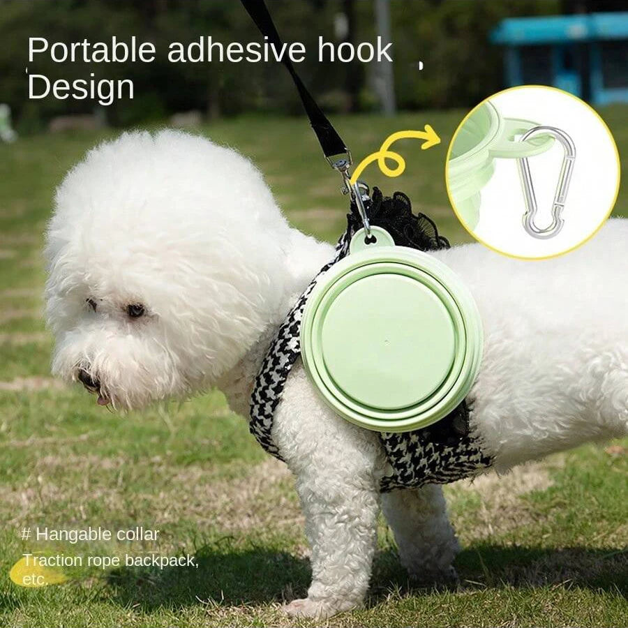 350ml Macaron Color Series Portable Folding Bowl for Pets, Dog Drinking Bowl, Cat Food Bowl, Travel Bowl with Carabiner dog food bowl bebedouro cachorro automático