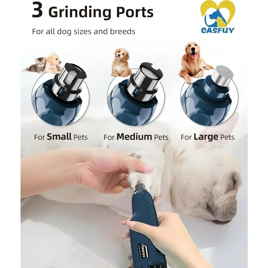 Quiet 45db 6Speed Rechargeable Electric Dog Nail Grinder with 2 LED Lights for Large Medium Small Puppy Dogs and Cats Professio