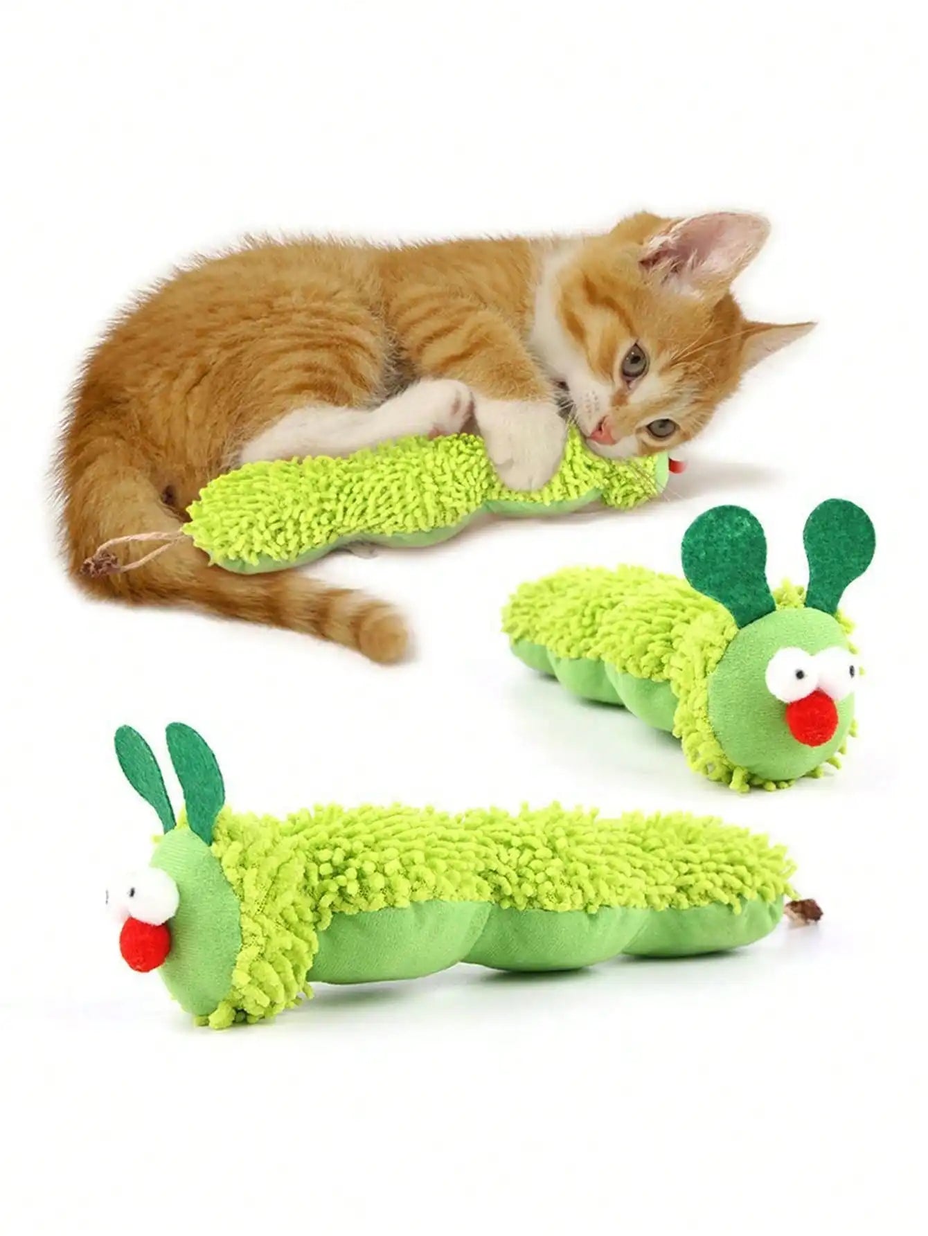 Cat Toy Bionic Caterpillar Catnip Pillow, Caterpillar Cat Doll With Gall Fruit, Self-Entertainment Bionic Teaser Wand, Plush Doll Pillow Pet Supplies