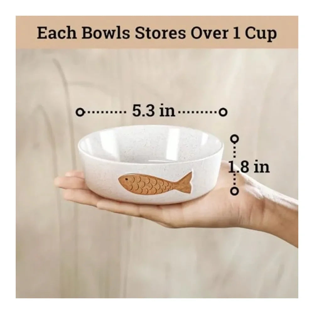 Dog Supplies Dogs Accessories Cat Bowls Whisker Friendly Ceramic Cat Bowl Set Of 2 Cute Designs With AntiSlip Bases Dishwasher A