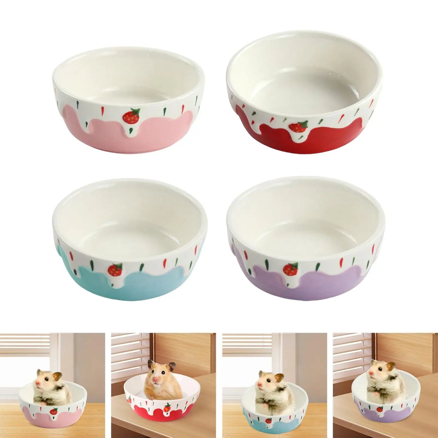 Ceramic Hamster Food Bowl Easy to Clean Portable Small Pets Feeding Dish Rabbit Feeding Bowl for Dwarf Rat Ferret Hamster Gerbil