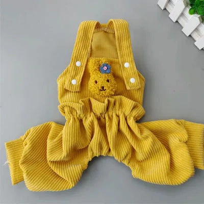 Cute Dog Jumpsuit Dog Clothes Pink Yellow Strap Jumpsuits Clothing for Chihuahua Pet Overalls Pajamas for Small Medium Dogs XXL