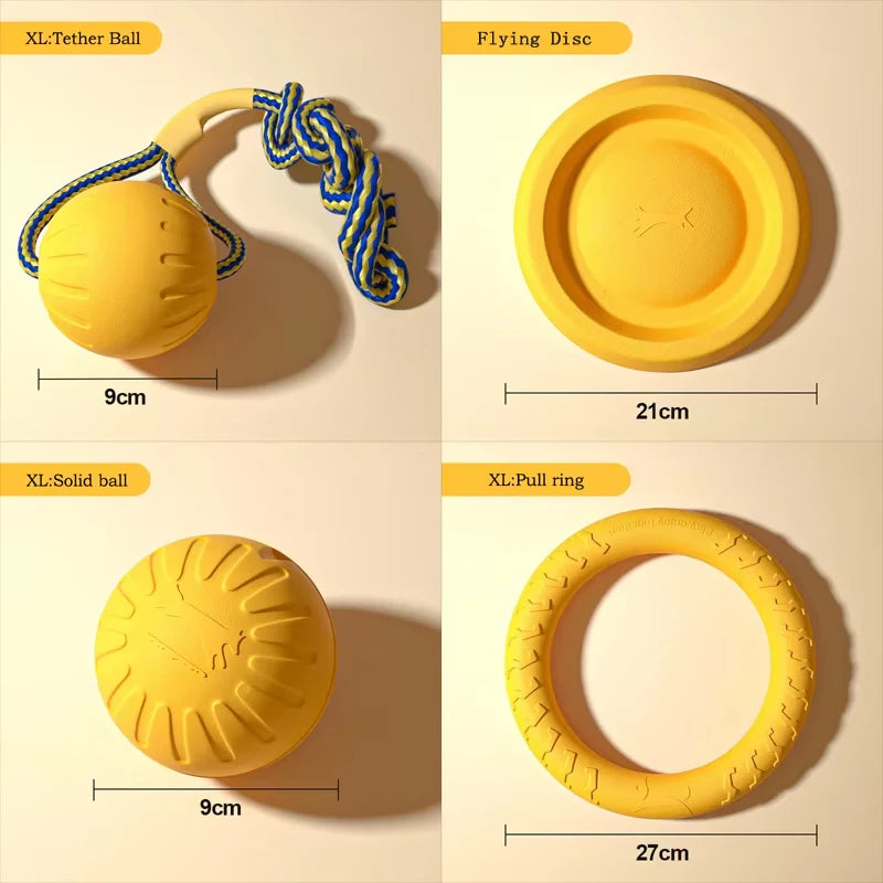 EVA Durable Dog Toys 4 Pack  Flying Disc + Ball + Tug Rope for Puppy&Adult Dogs  Chew-Proof Teeth Cleaning Set（2024 Best Seller）