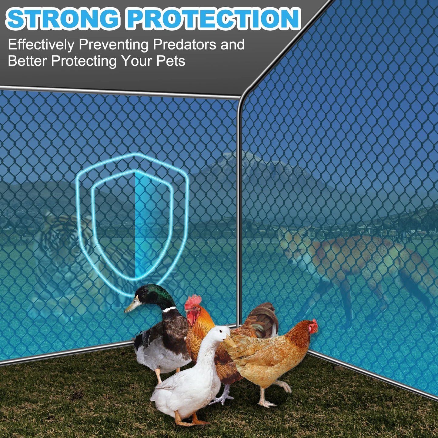 Teousev 10x 10 Ft Metal Chicken Coop Chicken Run Backyard Hen House Poultry Habitat Cage