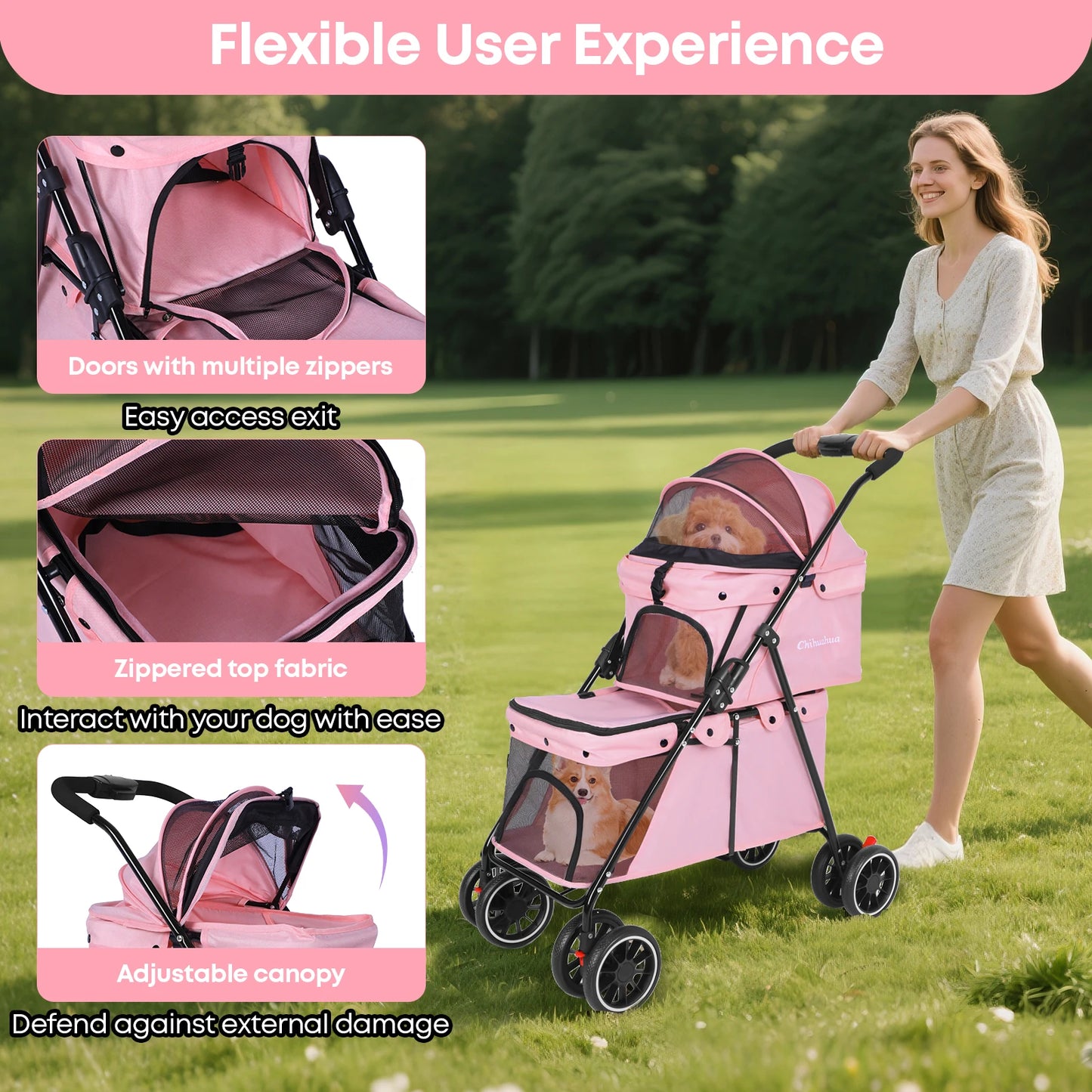 Double Pet Stroller for Dogs and Cats,Cat Strollers for 2 Cats,Double Dog Stroller for 2 Small Medium Dogs