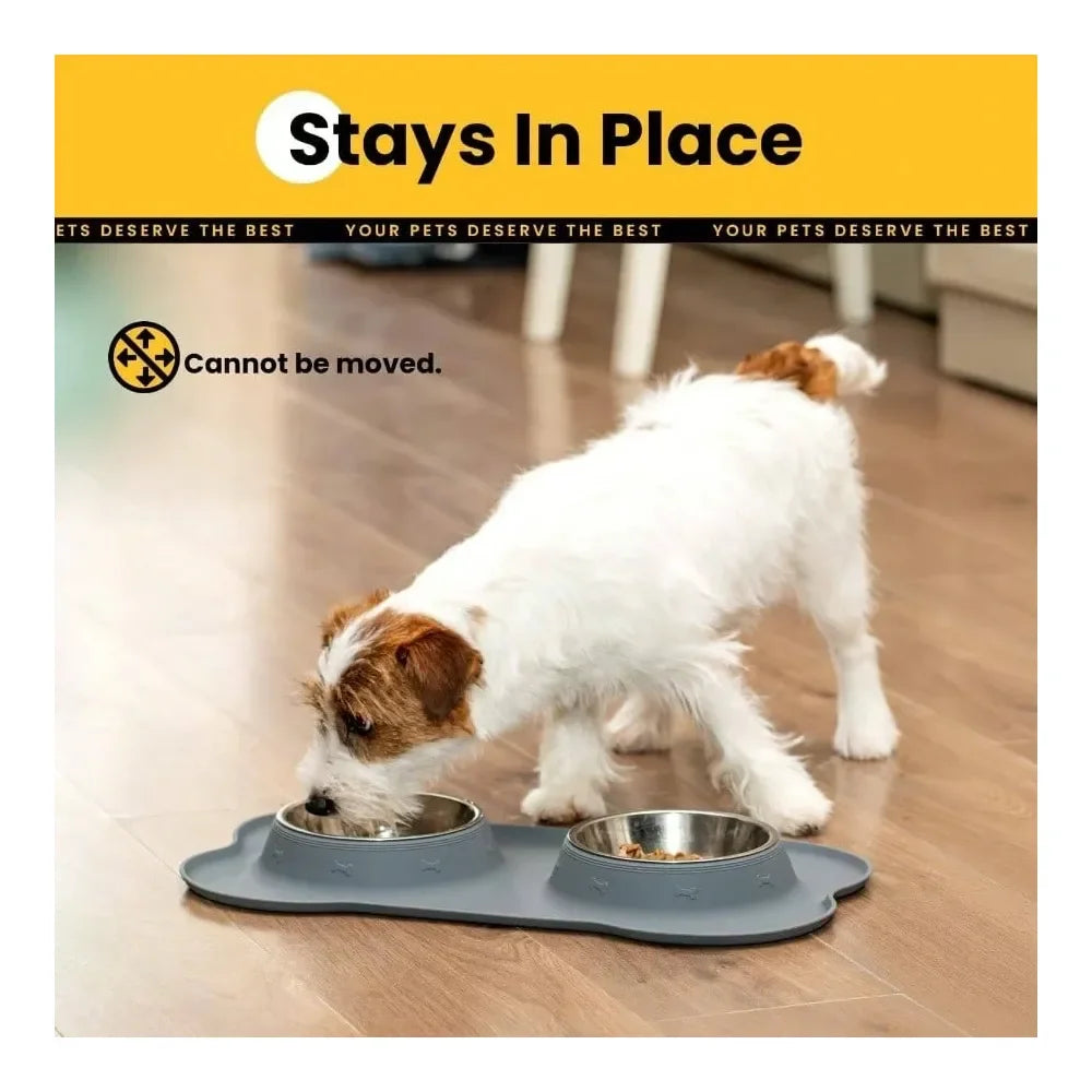 Dog Supplies Dogs Accessories Bowls With Silicone Feeding, No Spill Food Dish Set, Dishwasher , 2 Stainless Steel Puppy Bowls, S