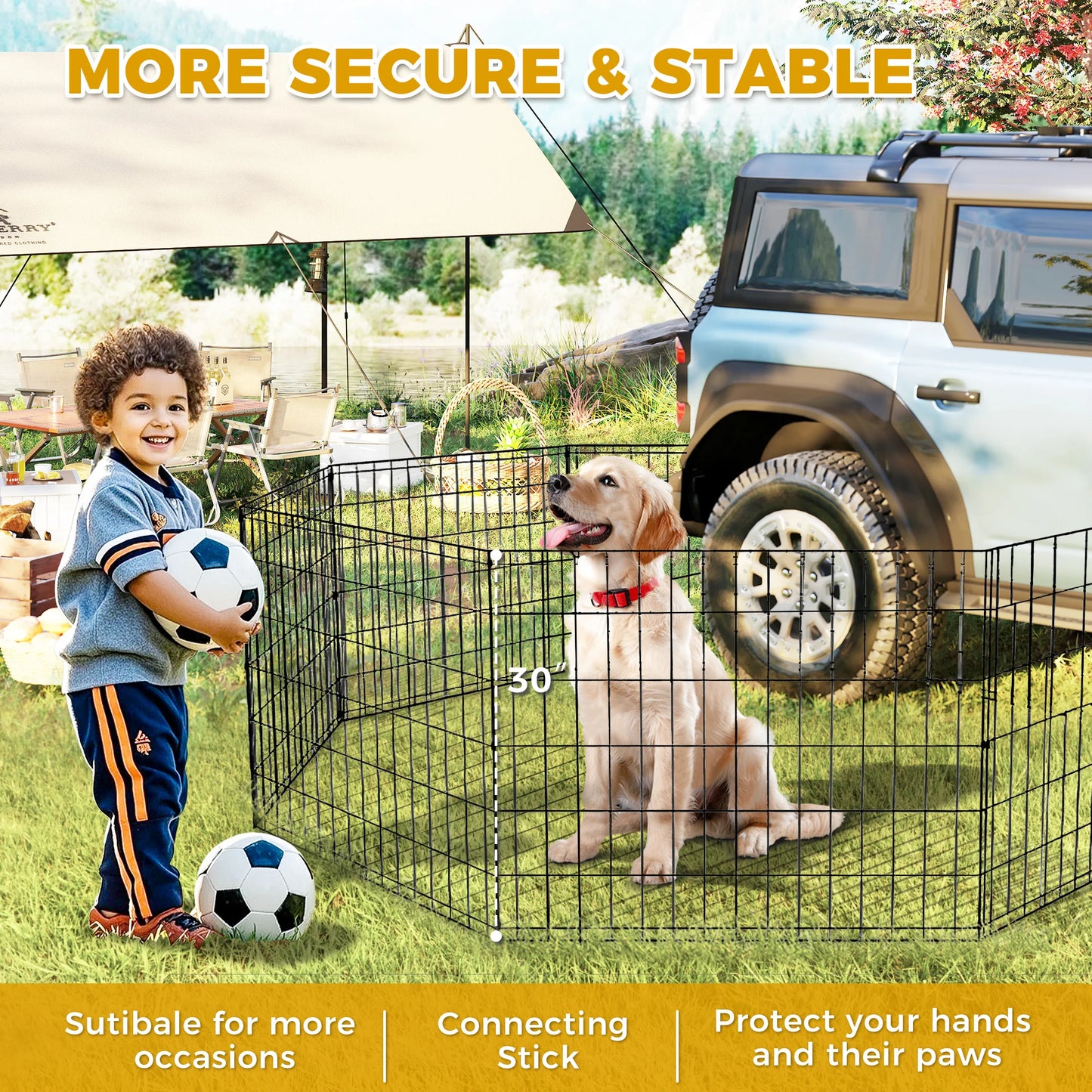 Foldable Metal Dog Playpen for Indoor/Outdoor, Pet Dog Fence Exercise, Pet Puppy Playpen Cage for Yard, Easy Assemble Cat House